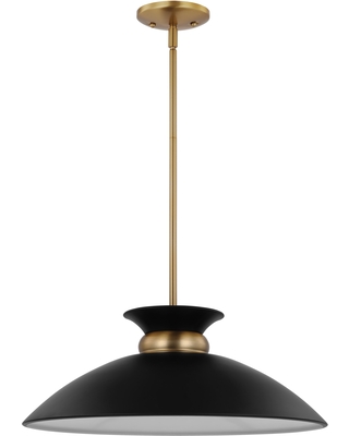 Small Pendant Matte Black with Burnished Brass Lamp Product Image
