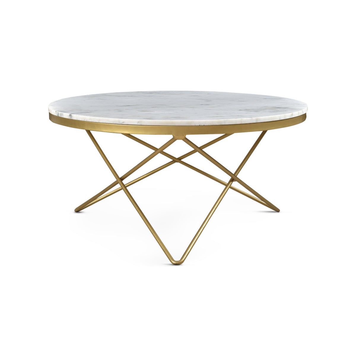 Round White Marble Coffee Table with Iron Legs